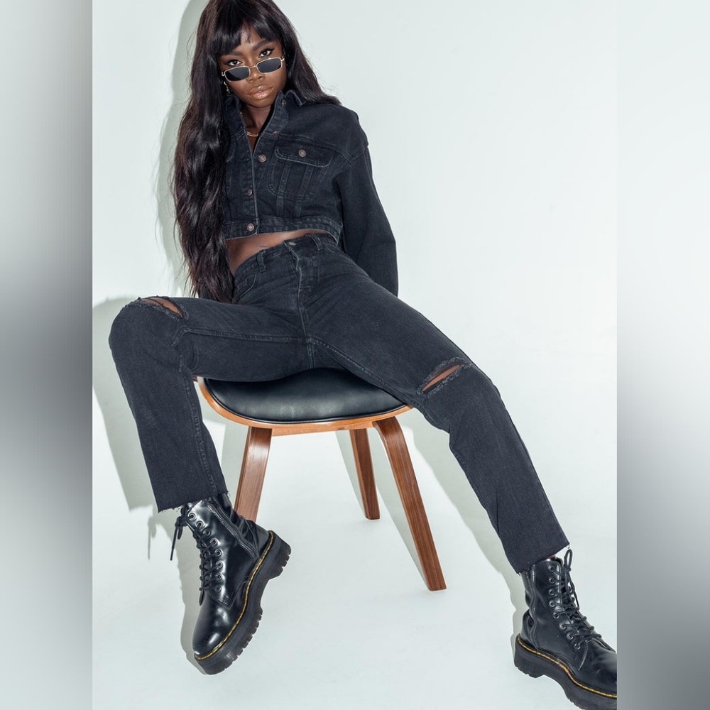 Princess Polly Black Denim Jeans